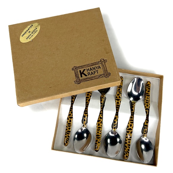 Vintage Leopard Demi Tasse Spoon Set from South Africa - 6 - Picture 1 of 6